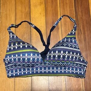 Victoria's Secret Navy, White & Yellow Patterned Bikini Top